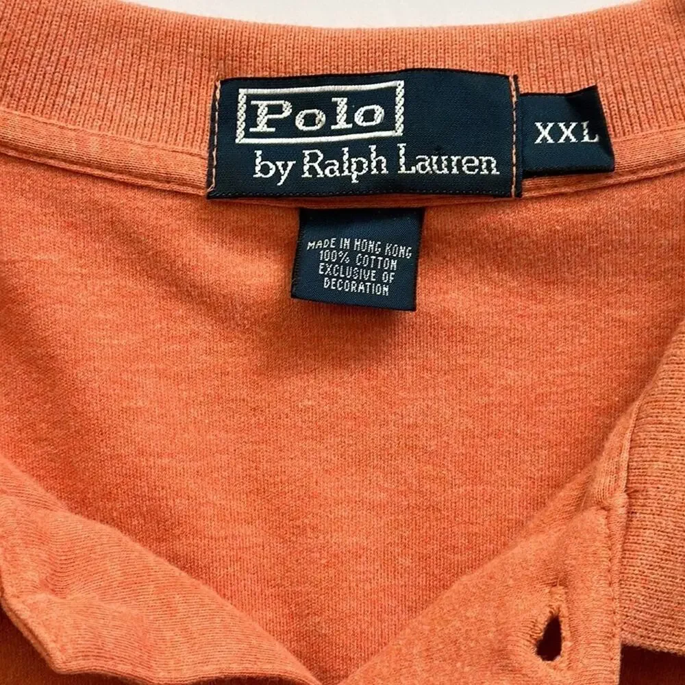 Polo By Ralph Lauren Men's Polo Shirt Orange Yellow Rugby Pony Size XXL